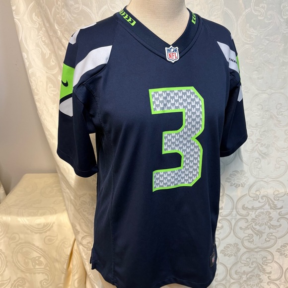 Seattle Seahawks NFL Navy and Green On-Field Jersey #3 Wilson, unisex size L - Picture 9 of 13